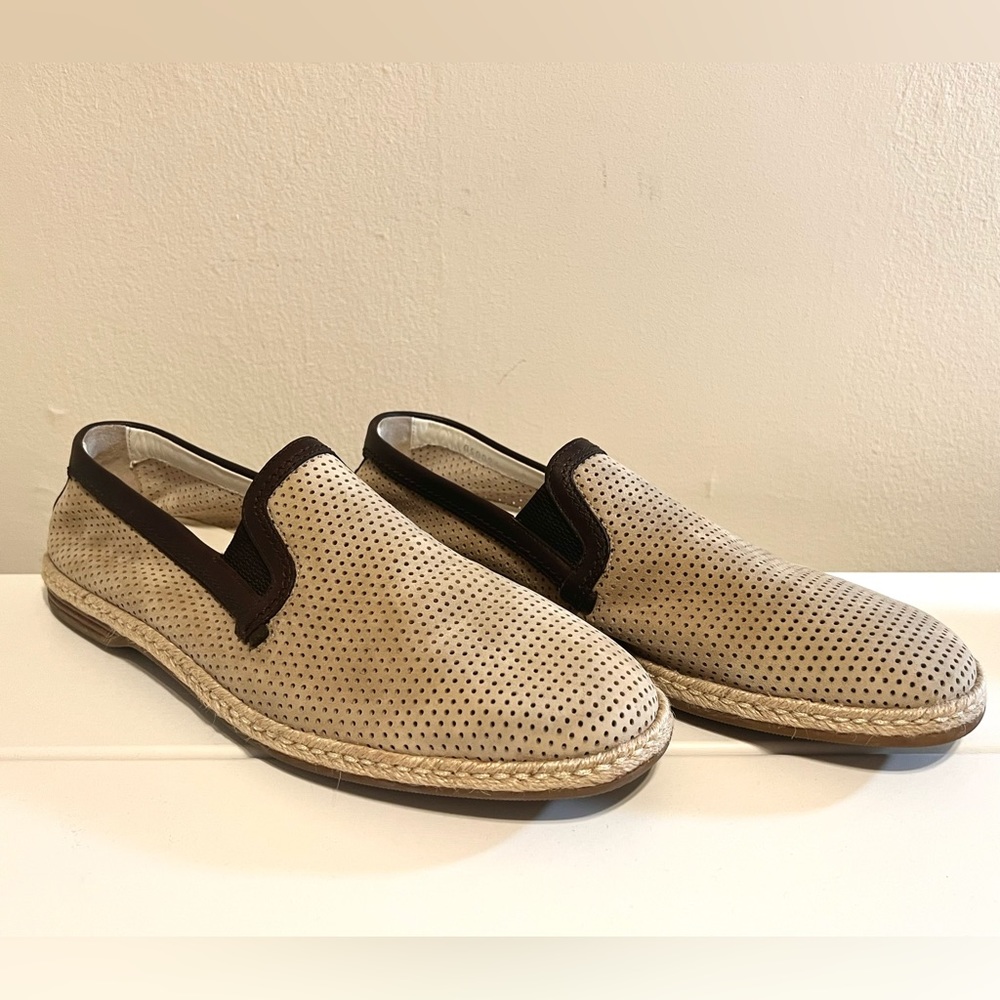 DOLCE & GABBANA MEN’S PERFORATED LEATHER SLIP-ON ESPADRILLES (Size 9)